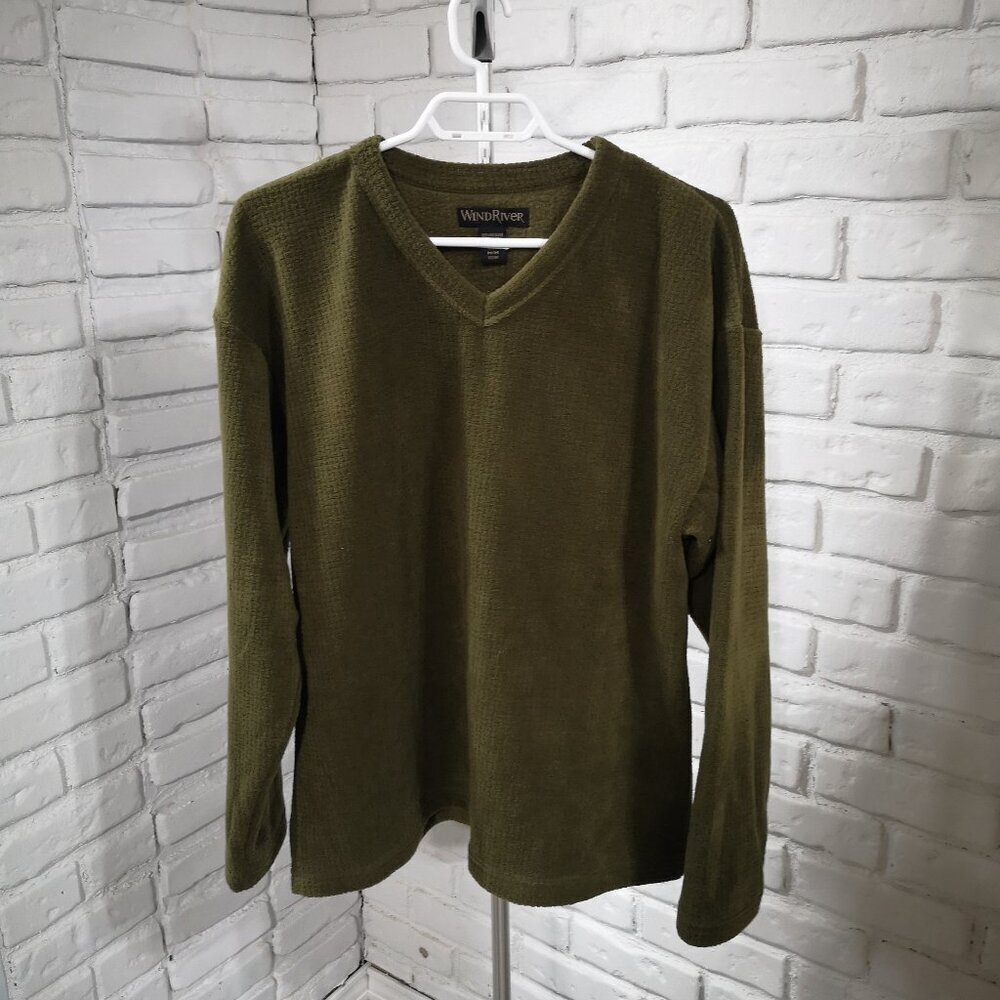 Wind River Men's Size Medium Fleeced Lined Olive Green Straight Fit Pullover